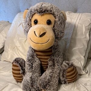 Cuddly Brown and Gray Plush Monkey Toy